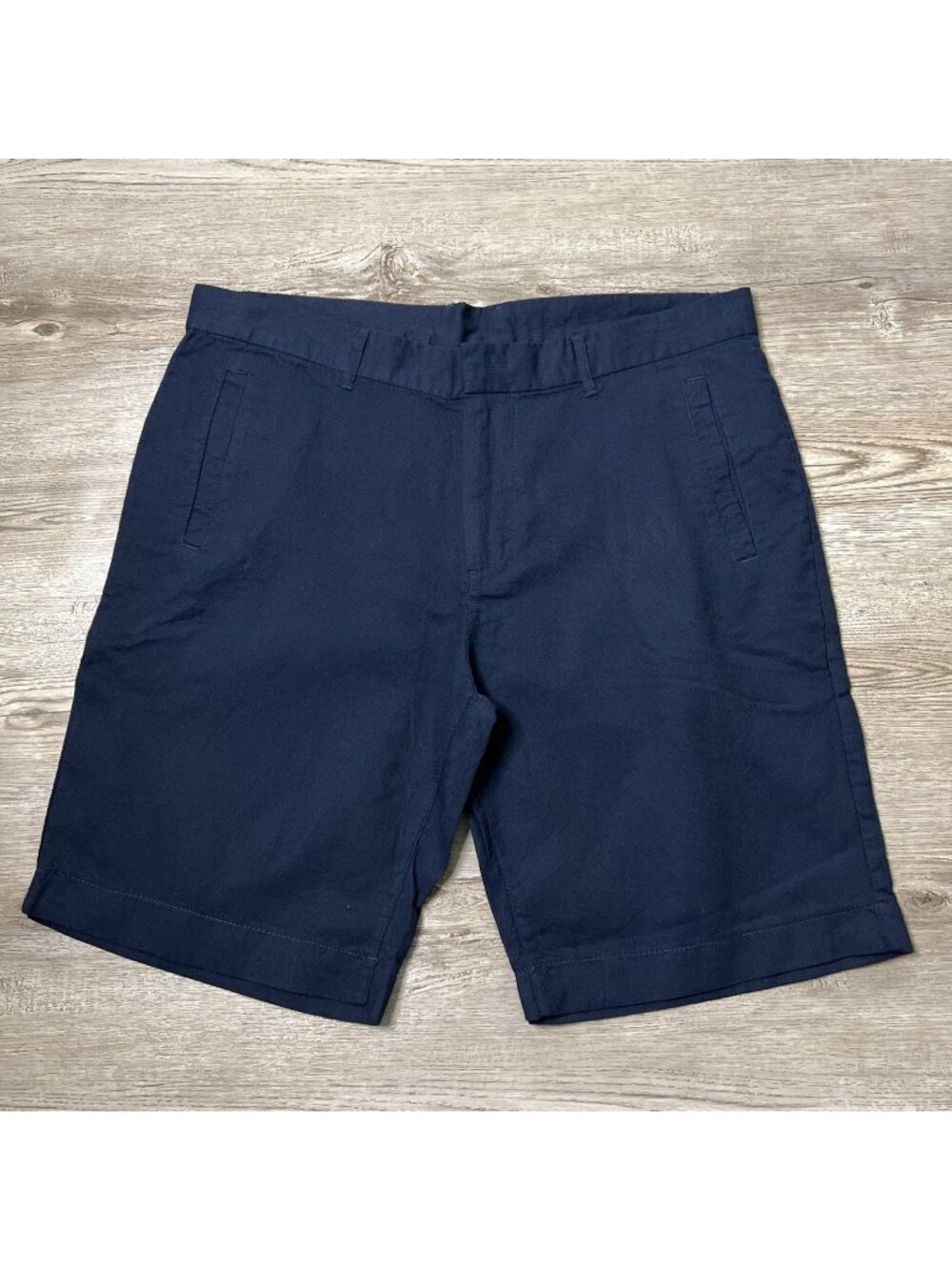 Bellfield Dario Summerweight Chino Shorts Mens 34 Navy 9" Inseam Tailored NWT